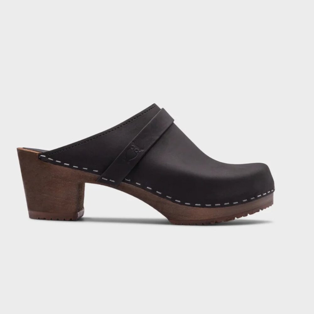 Sandgrens Dublin Classic clog heel mules black suede EU 40 US 9